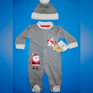 Baby Essentials Gray Santa and Snowman set (3m)